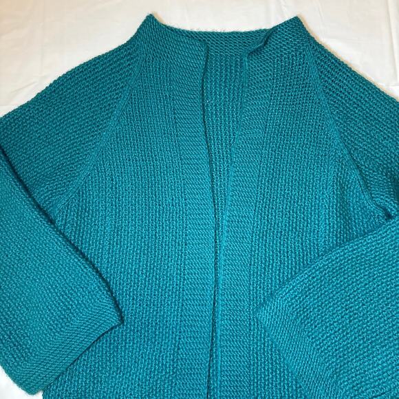 American vintage OOAK Hand knit over sized green belted cardigan size medium - Picture 8 of 14
